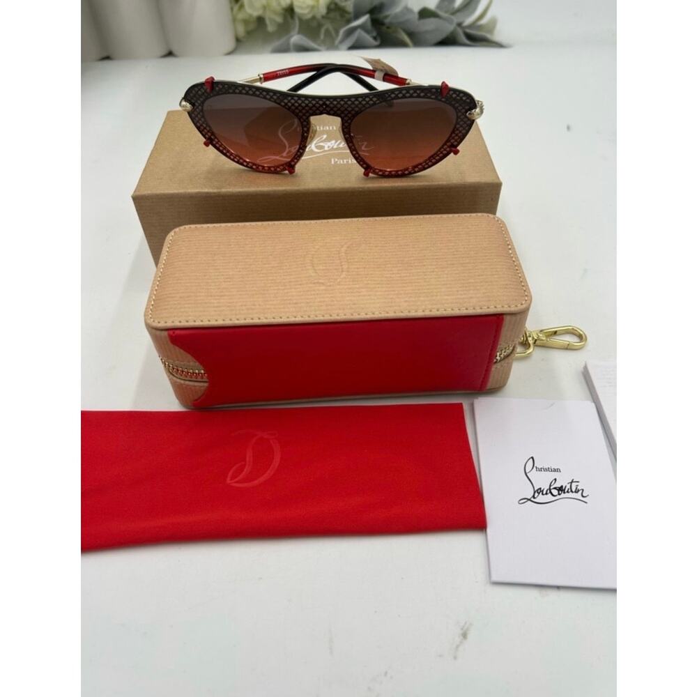 Women's Christian Louboutin LB0007 metal gold/smoke sunglasses made in Italy